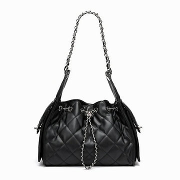 Quilted Chain Drawstring Bag