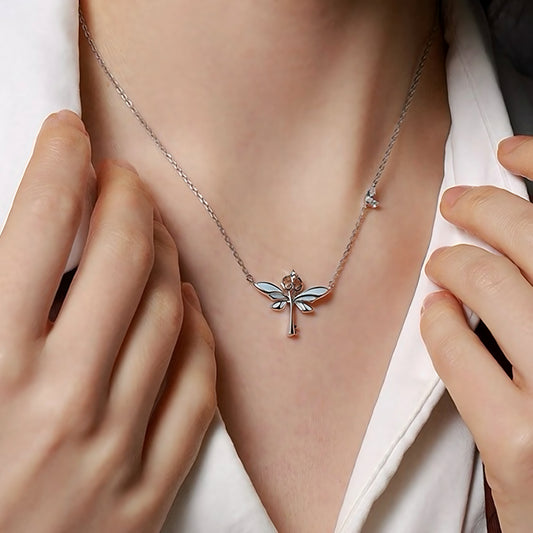 Aurora Butterfly Key Necklace