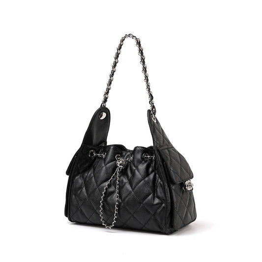 Quilted Chain Drawstring Bag