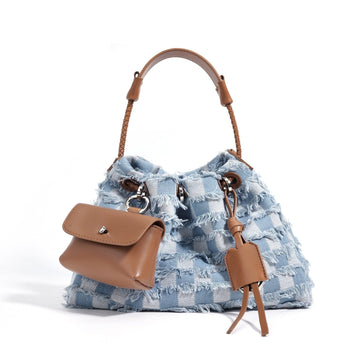Celestia Denim Fringe Hobo Bag